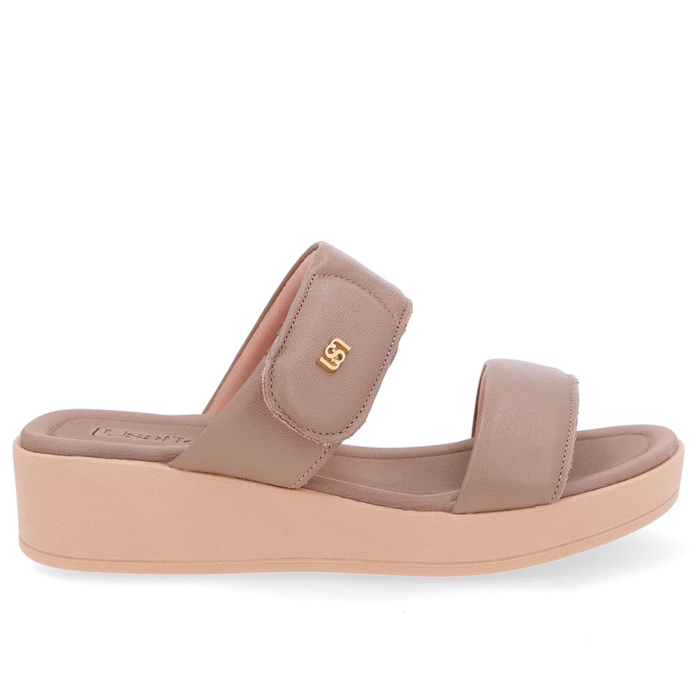 Tamanco Plataforma Couro Marrom Fecho-Flex