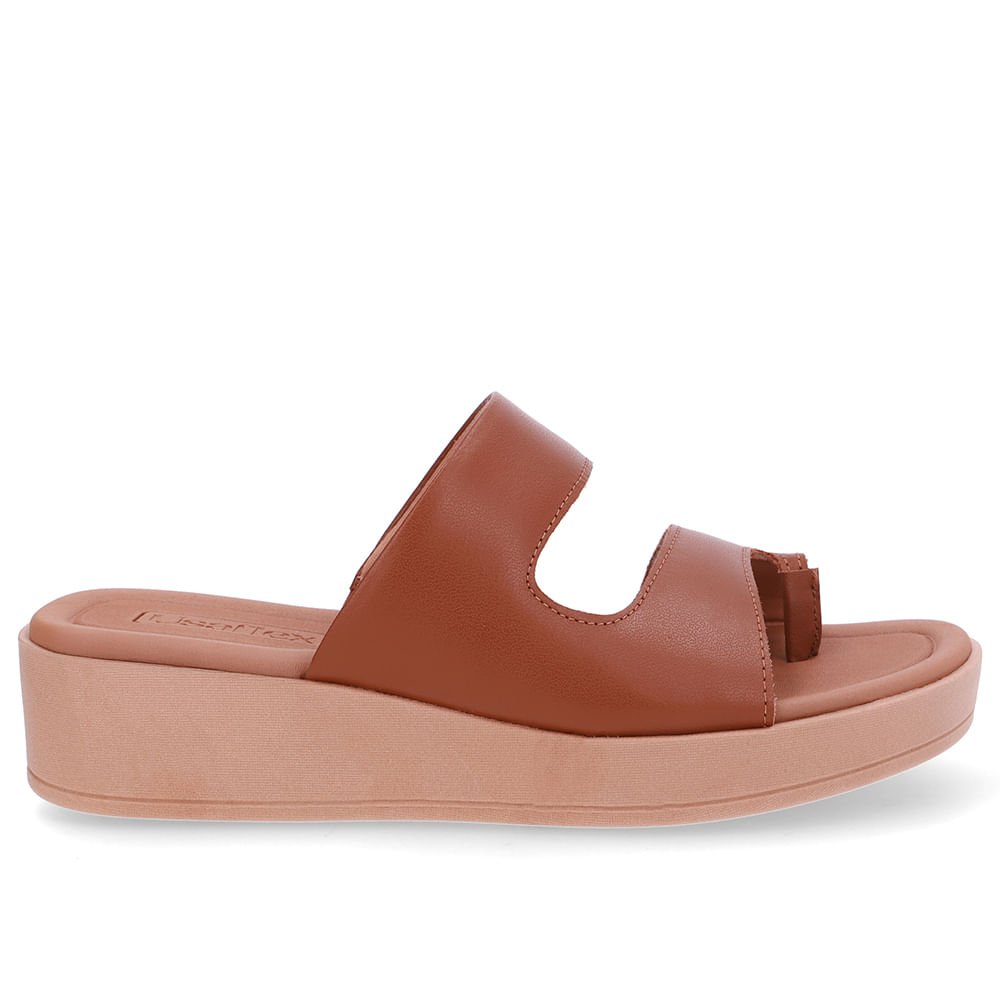 Tamanco Plataforma Couro Marrom Dedo