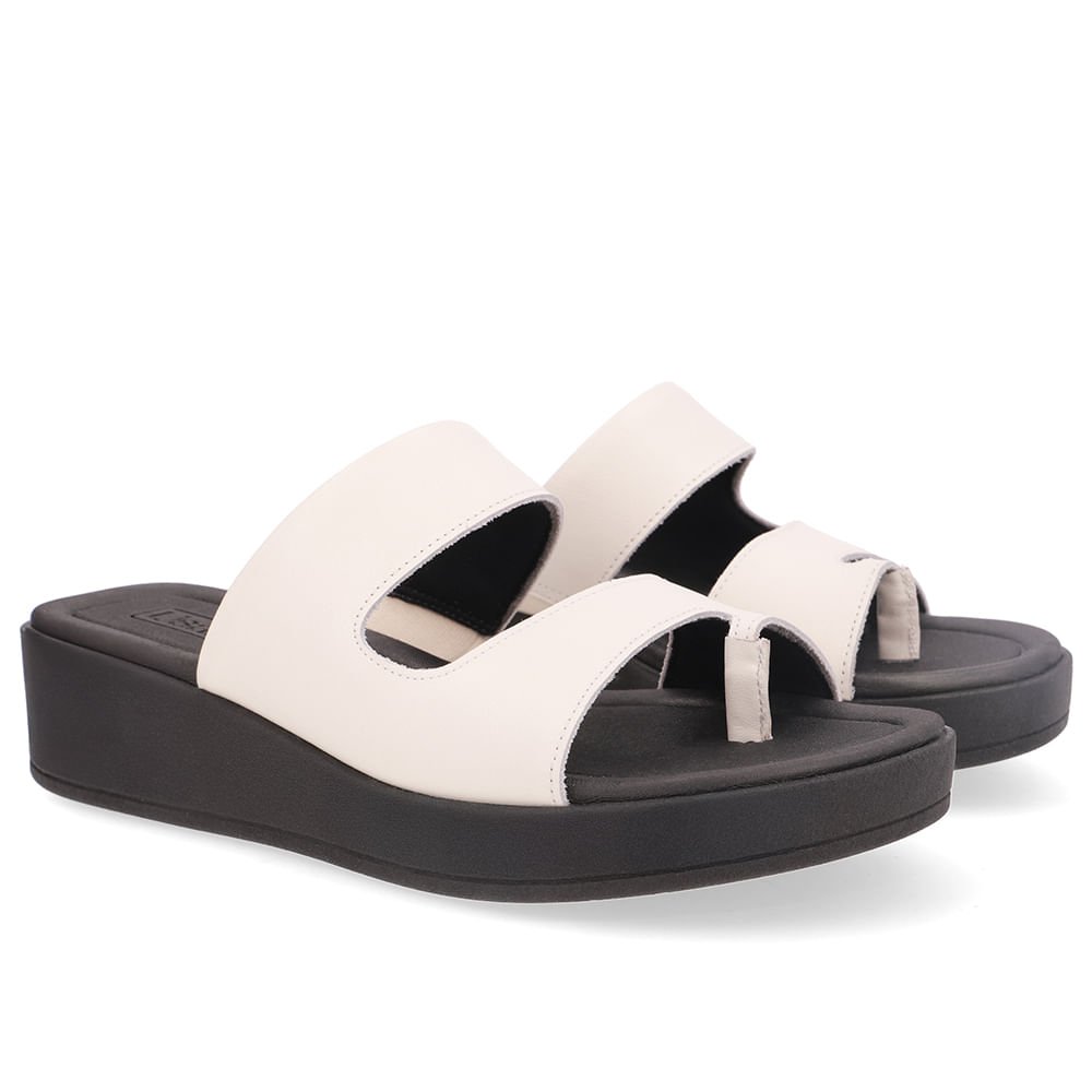 Tamanco Plataforma Couro Branco Marfim Dedo Branco 2