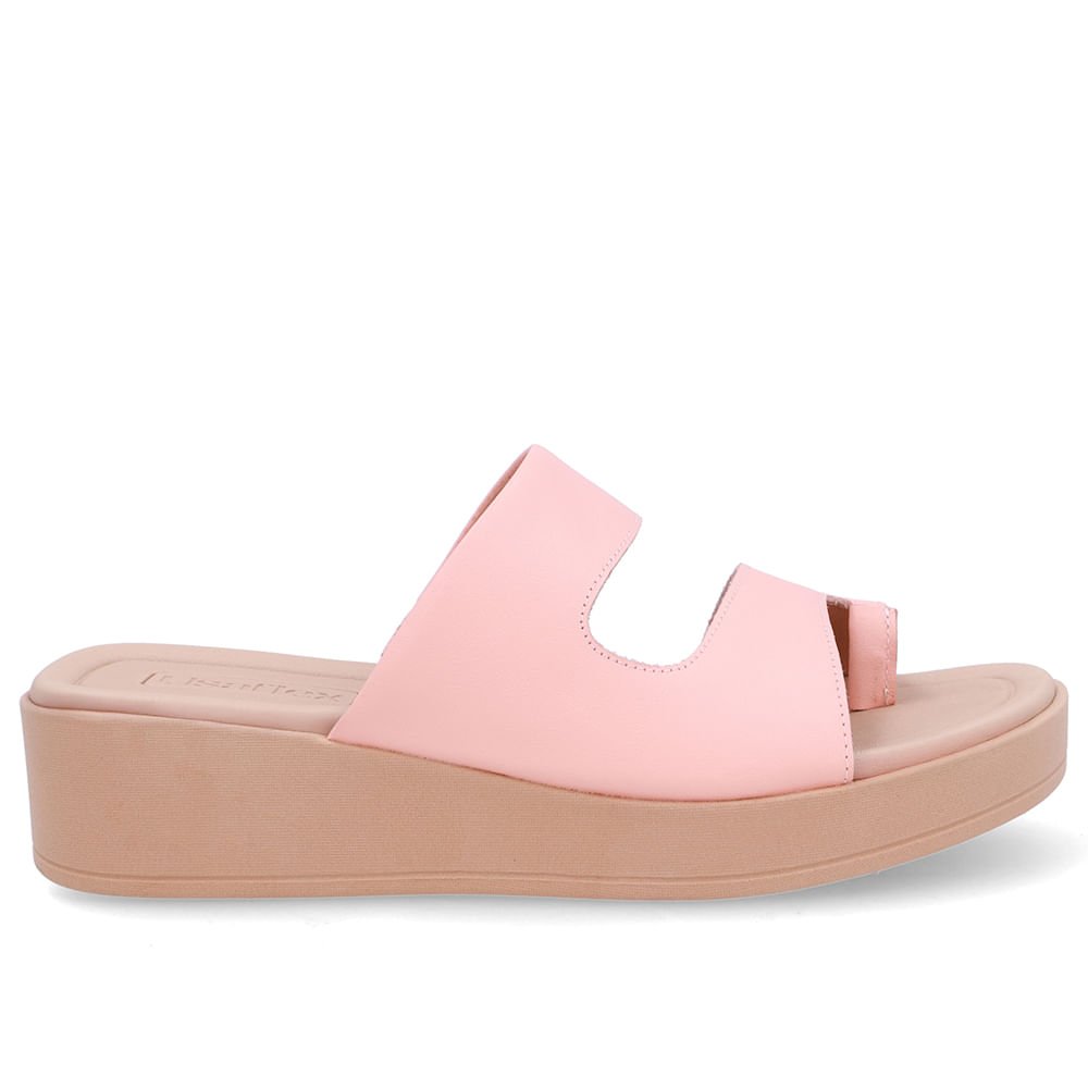 Tamanco Plataforma Couro Laranja Claro Dedo