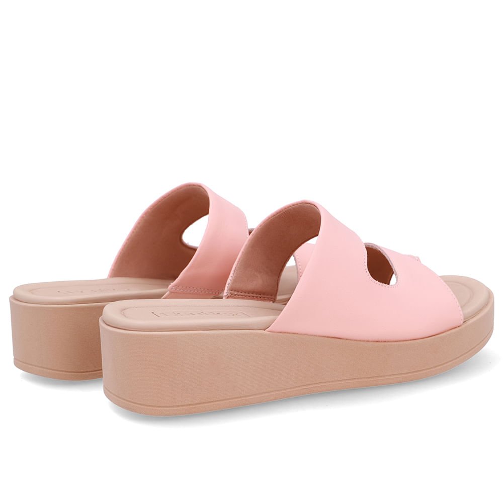 Tamanco Plataforma Couro Laranja Claro Dedo Rosa 3