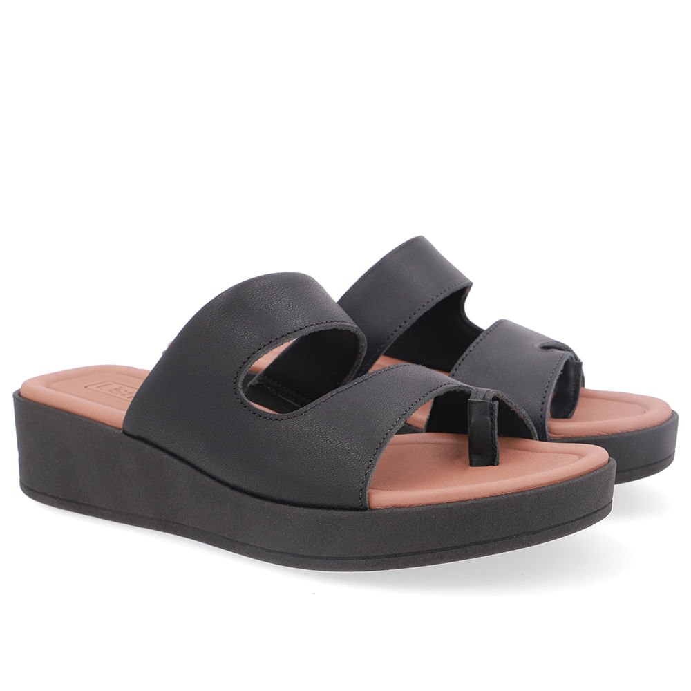 Tamanco Plataforma Couro Preto Dedo Preto 2