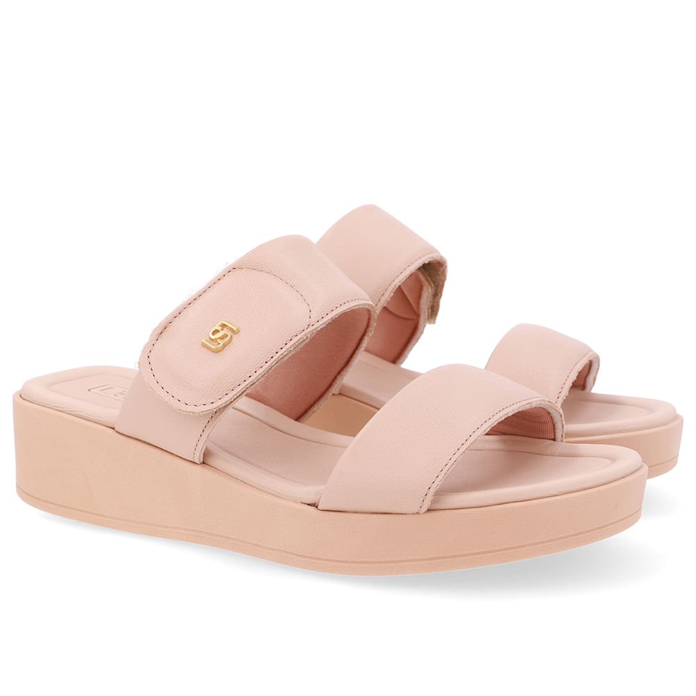 Tamanco Plataforma Couro Bege Fecho-Flex Bege 2