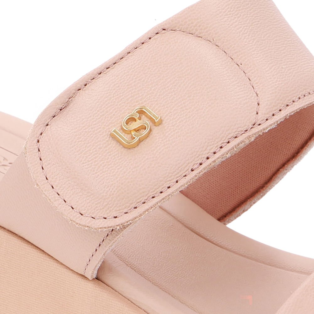 Tamanco Plataforma Couro Bege Fecho-Flex Bege 4