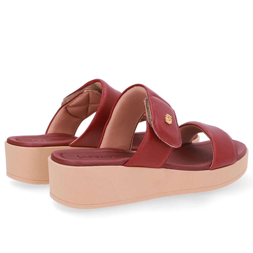 Tamanco Plataforma Couro Vermelho Fecho-Flex Vermelho 3