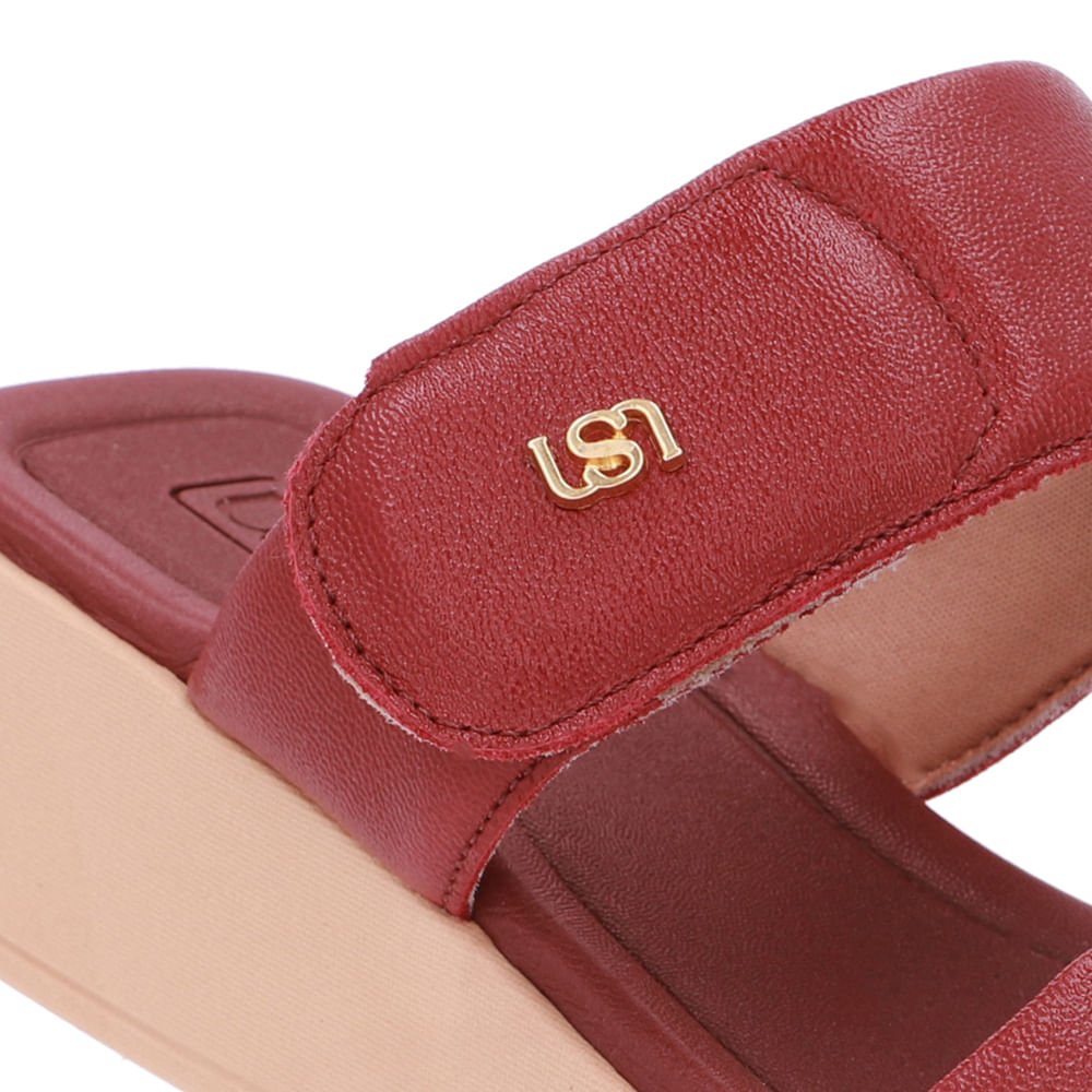 Tamanco Plataforma Couro Vermelho Fecho-Flex Vermelho 4