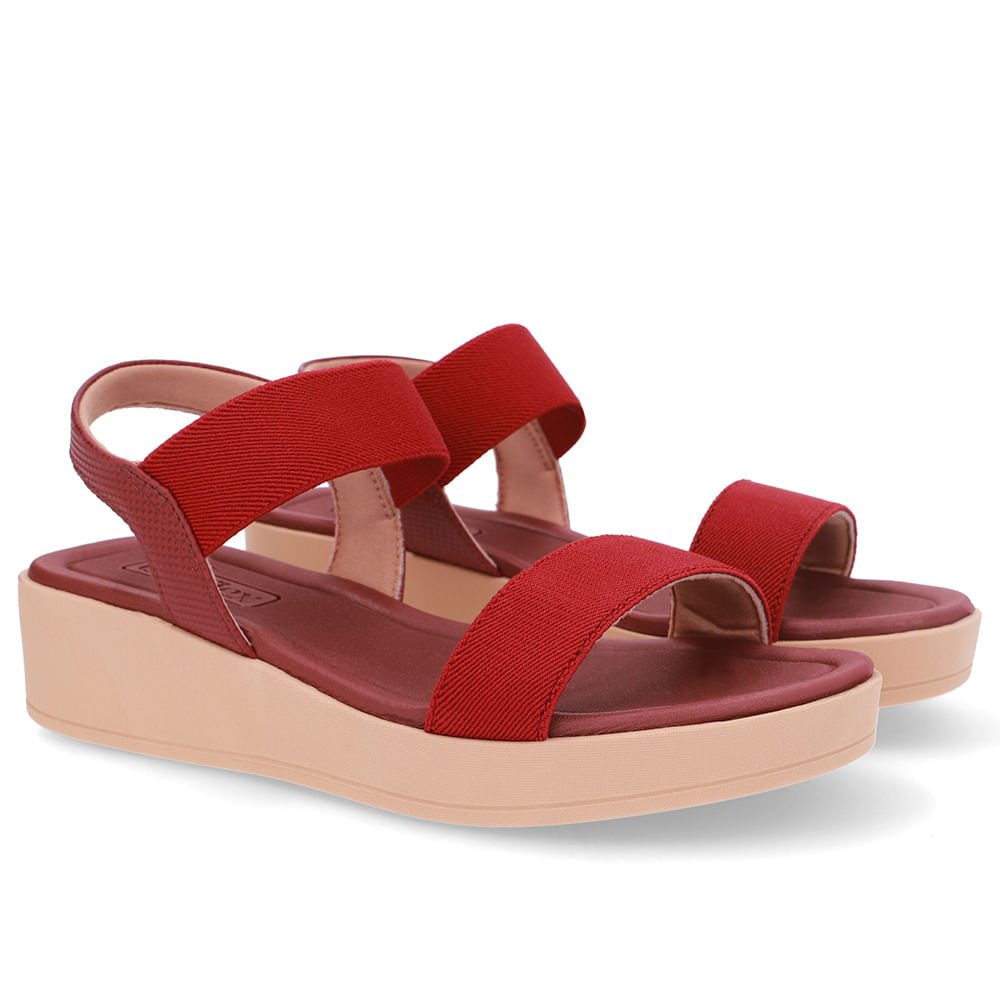 Sandália Plataforma Elástico Vermelha Vermelho 2