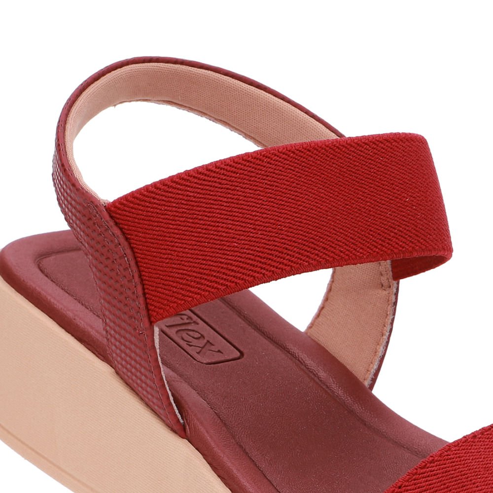 Sandália Plataforma Elástico Vermelha Vermelho 4