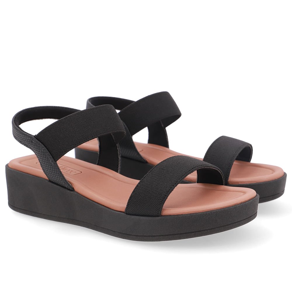 Sandália Plataforma Elástico Preta Preto 2
