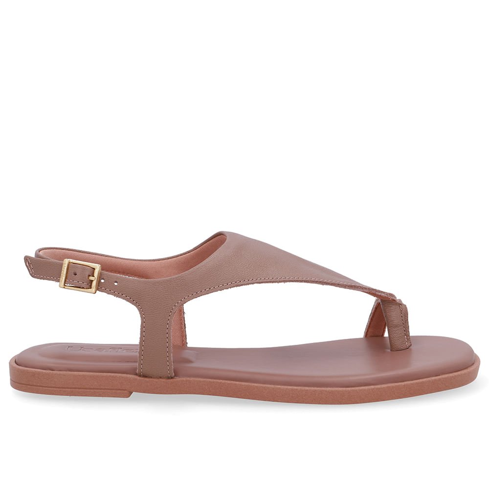 Sandália Rasteira Couro Marrom