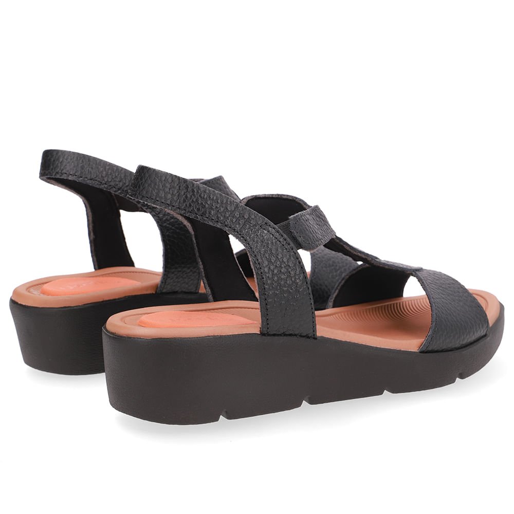 Sandália Plataforma Couro Preta Detalhe Trançado Preto 3