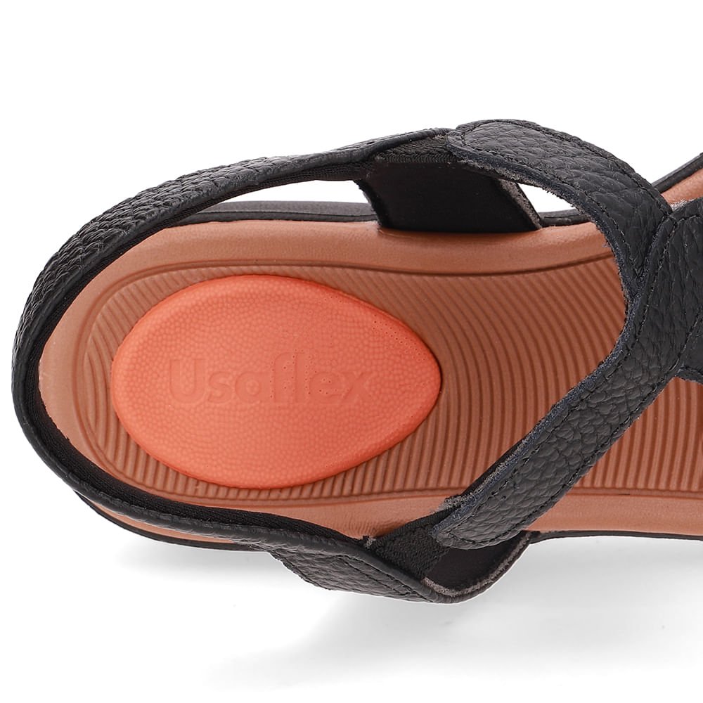 Sandália Plataforma Couro Preta Detalhe Trançado Preto 4