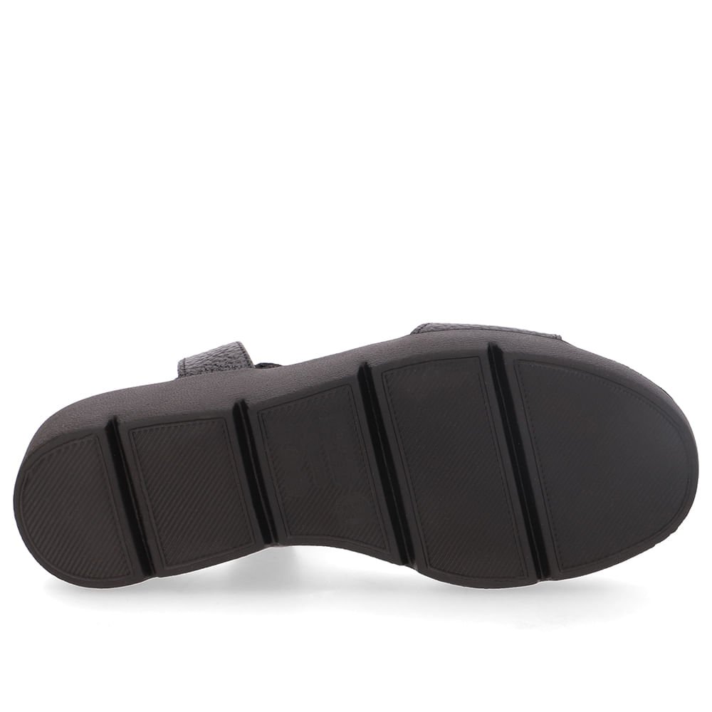 Sandália Plataforma Couro Preta Detalhe Trançado Preto 5