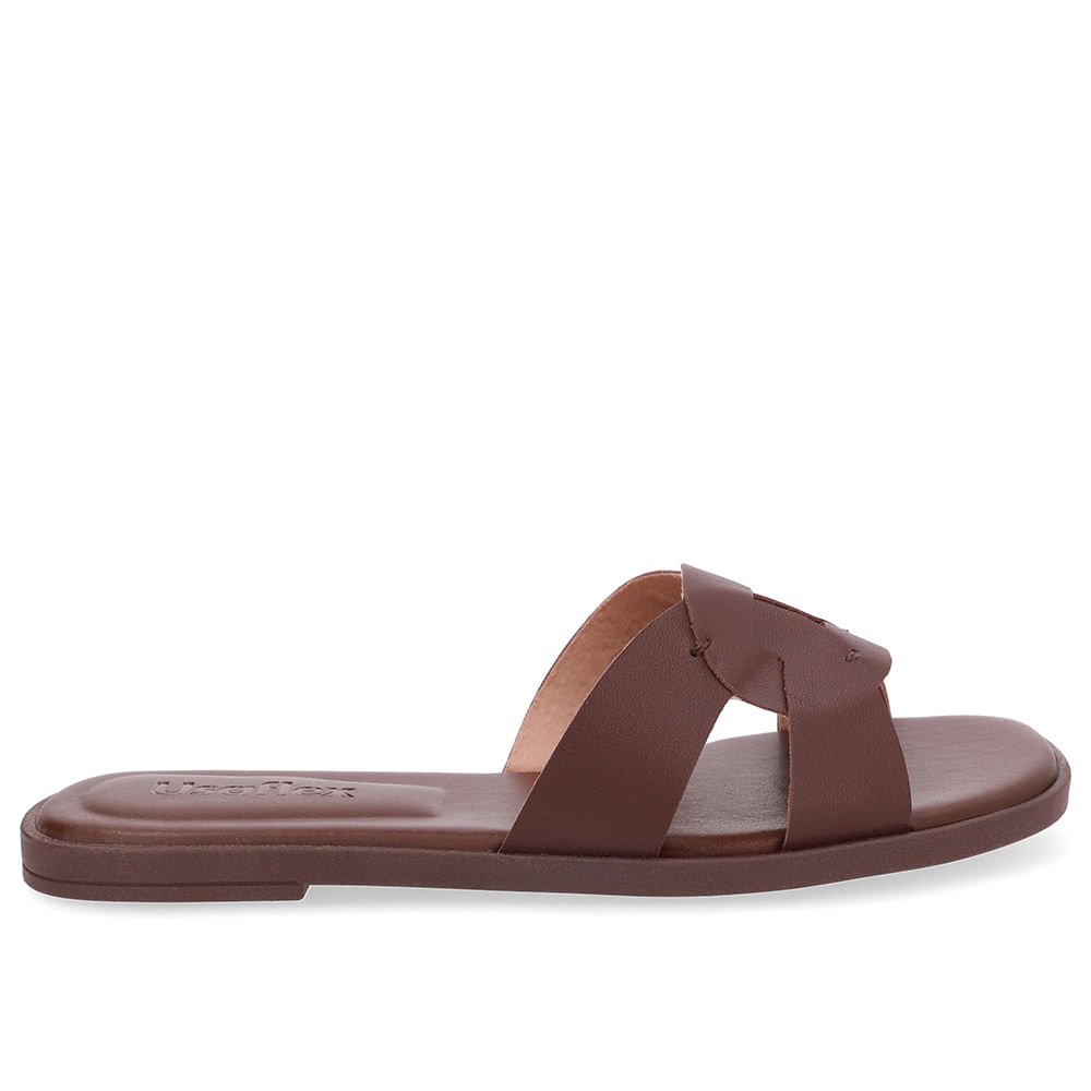 Rasteira Couro Marrom Tira Vazada