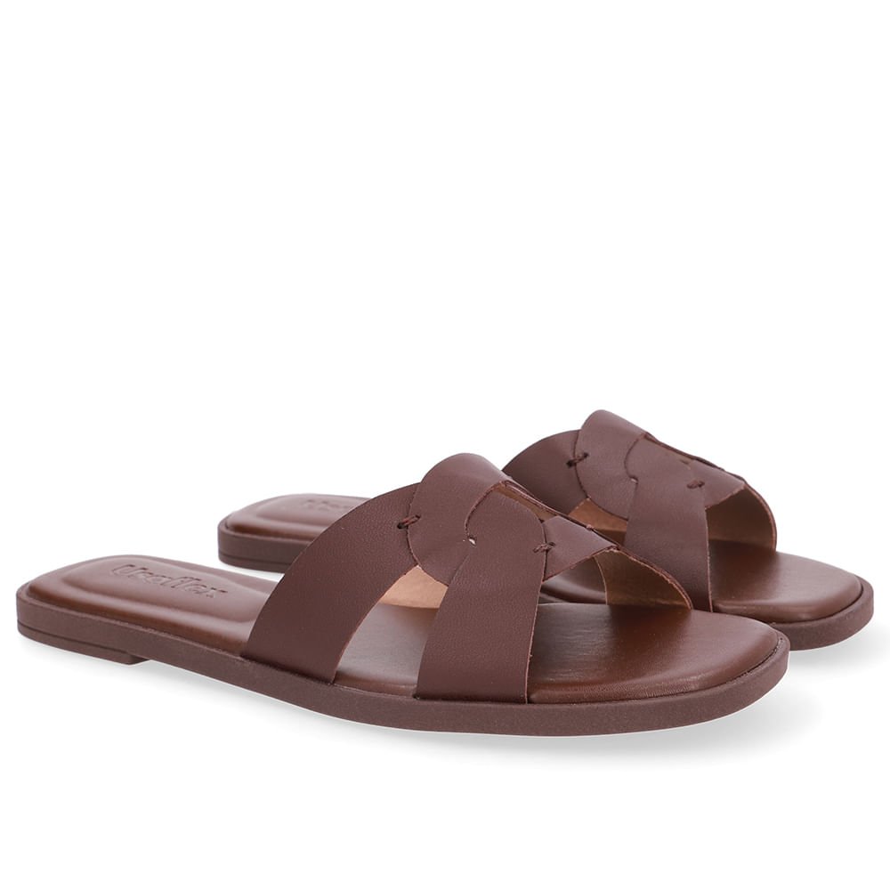 Rasteira Couro Marrom Tira Vazada Marrom 2