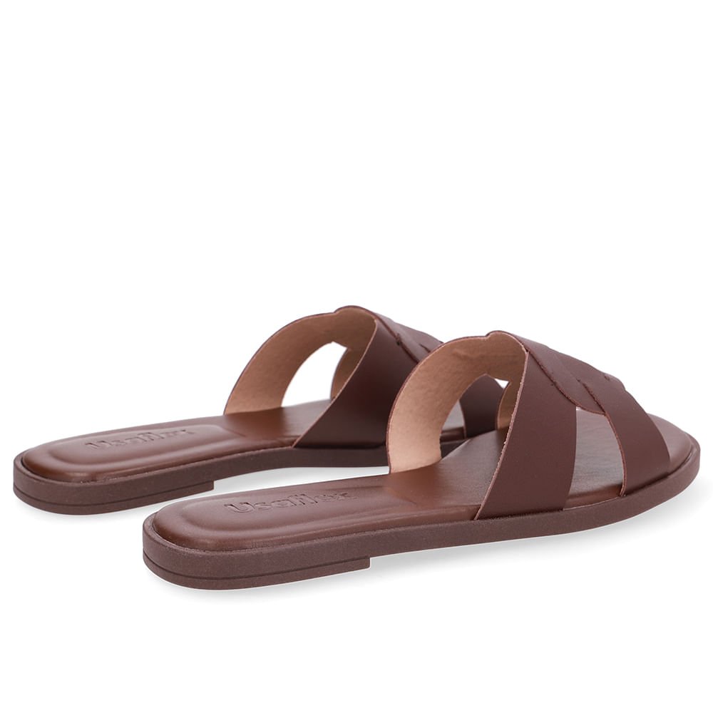 Rasteira Couro Marrom Tira Vazada Marrom 3