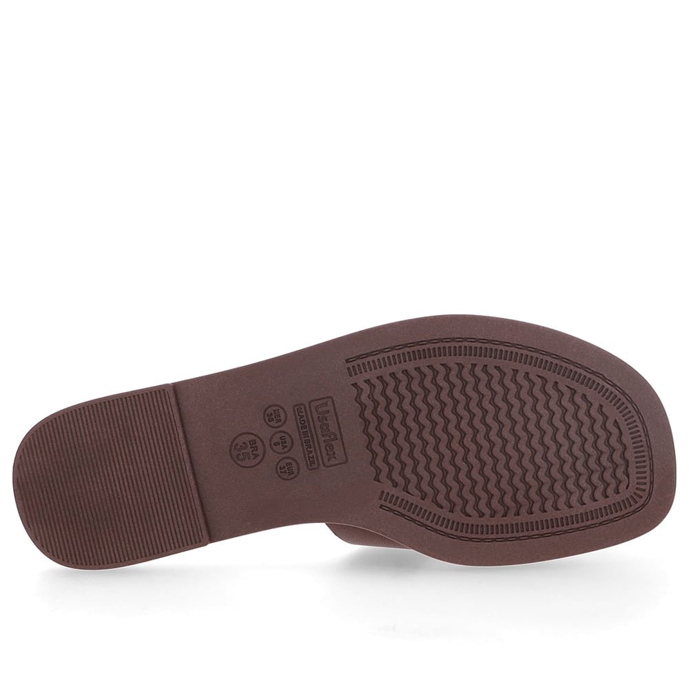 Rasteira Couro Marrom Tira Vazada Marrom 5