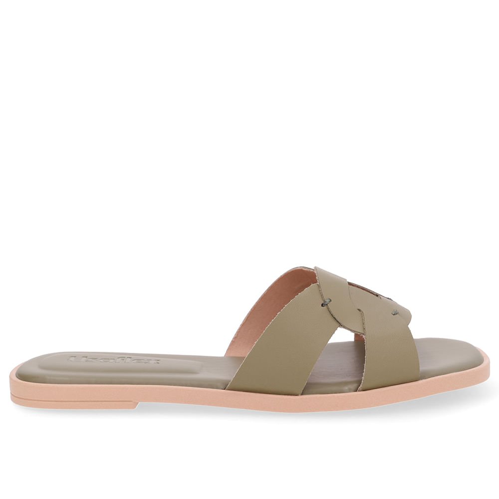 Rasteira Couro Verde Tira Vazada