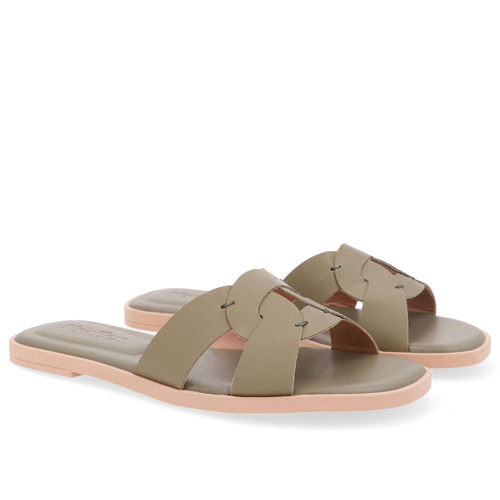 Rasteira Couro Verde Tira Vazada Verde 2