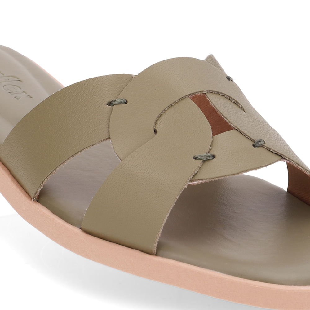 Rasteira Couro Verde Tira Vazada Verde 4