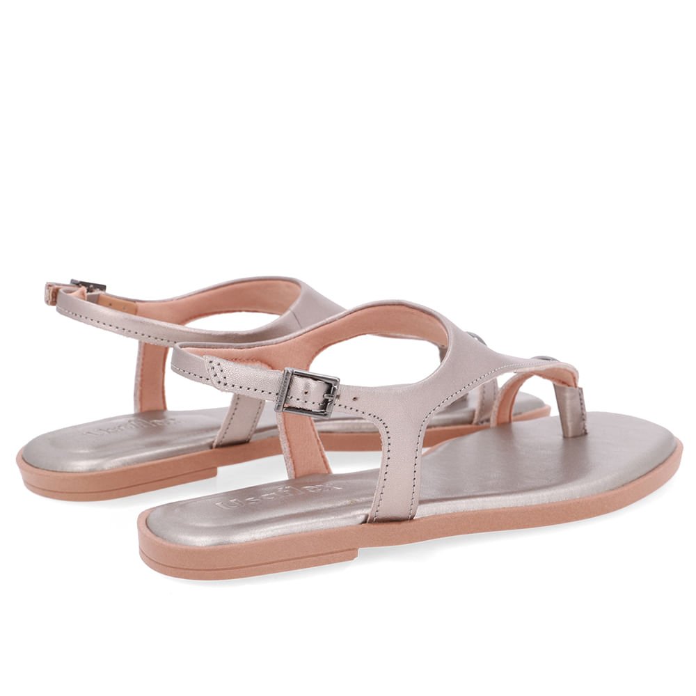 Sandália Rasteira Couro Aço Prata 3