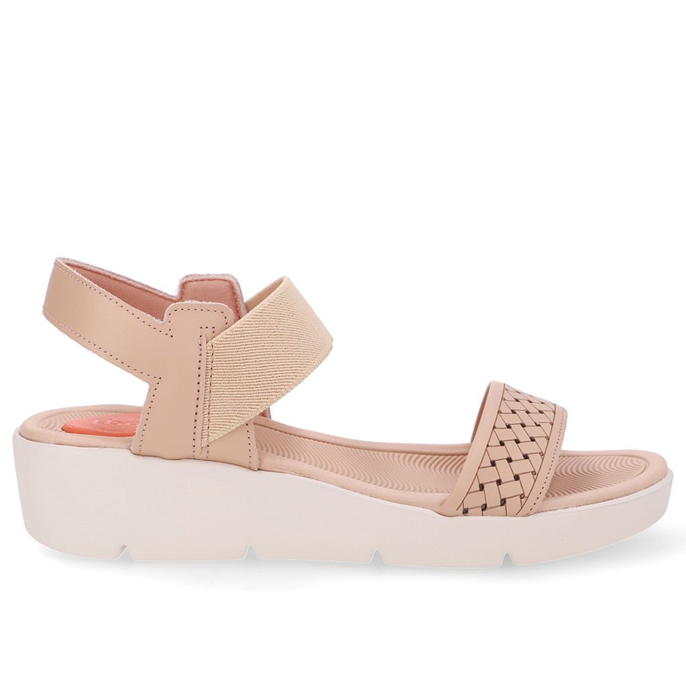 Sandália Plataforma Couro Bege Laser