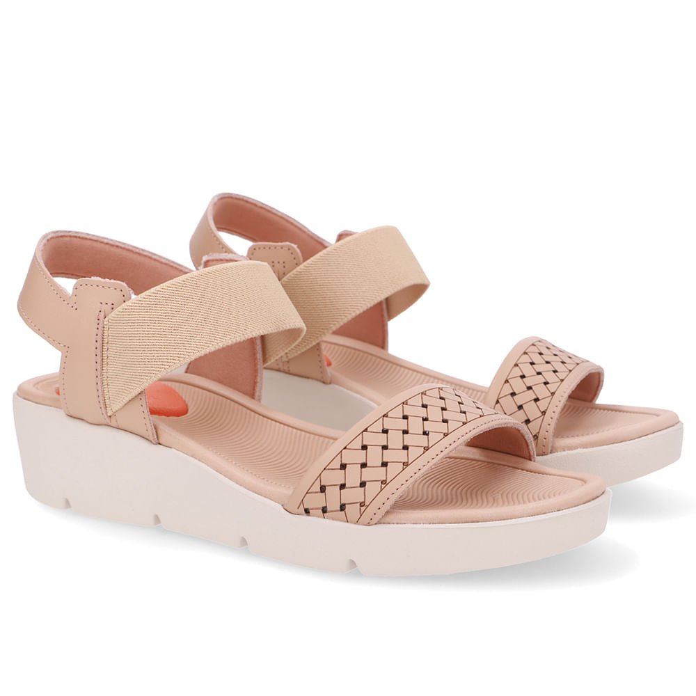 Sandália Plataforma Couro Bege Laser Bege 2