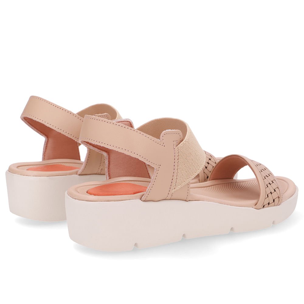 Sandália Plataforma Couro Bege Laser Bege 3