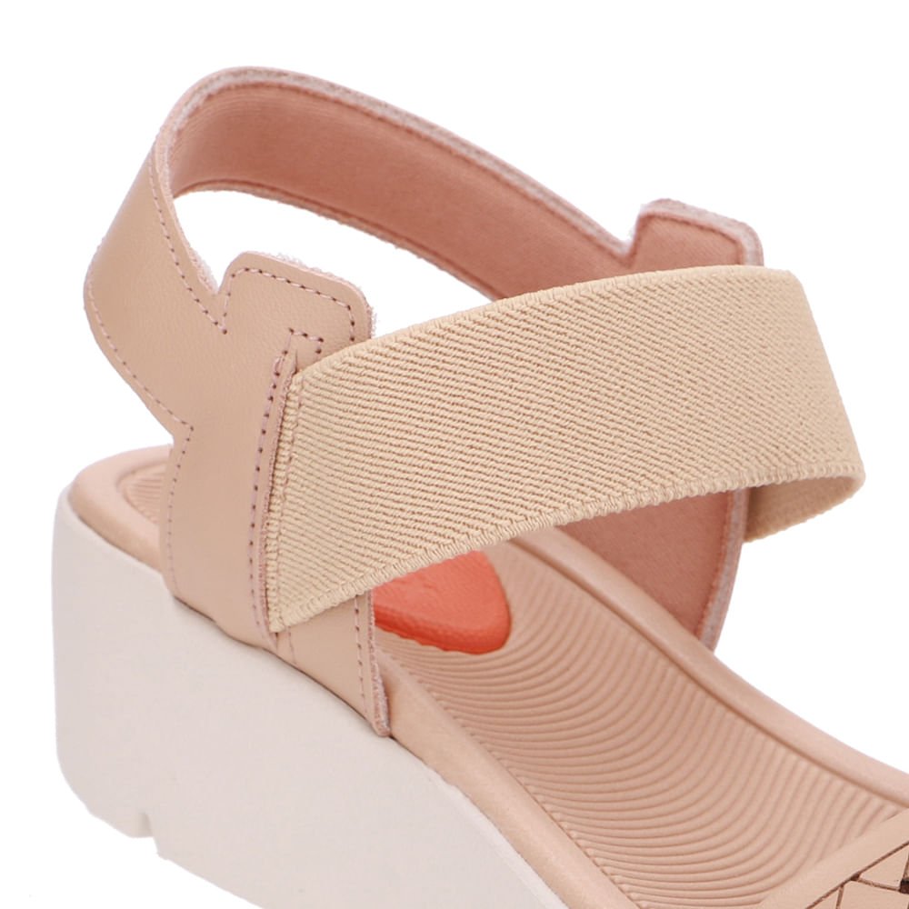 Sandália Plataforma Couro Bege Laser Bege 4