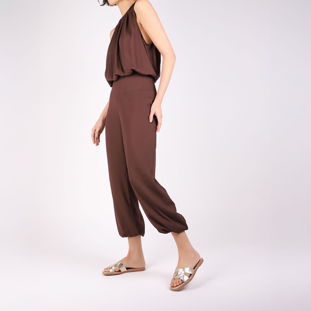 Rasteira Couro Dourada Tira Vazada Dourado 4