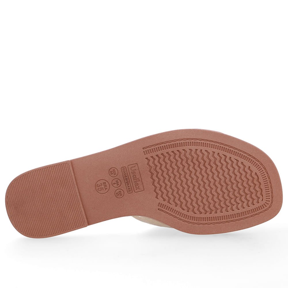 Rasteira Couro Dourada Tira Vazada Dourado 5