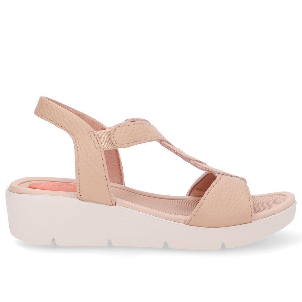 Sandália Plataforma Couro Bege Detalhe Trançado