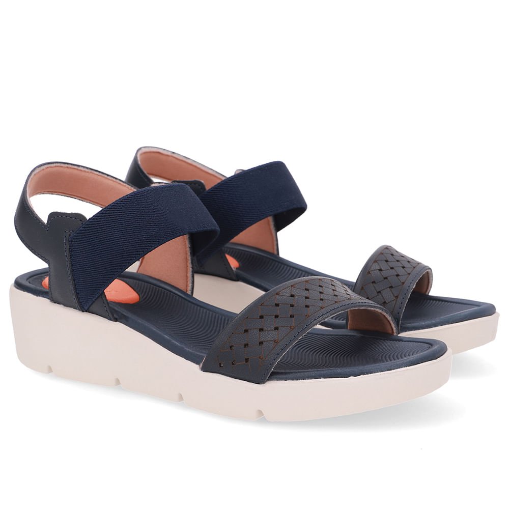 Sandália Plataforma Couro Azul Laser Azul Marinho 2