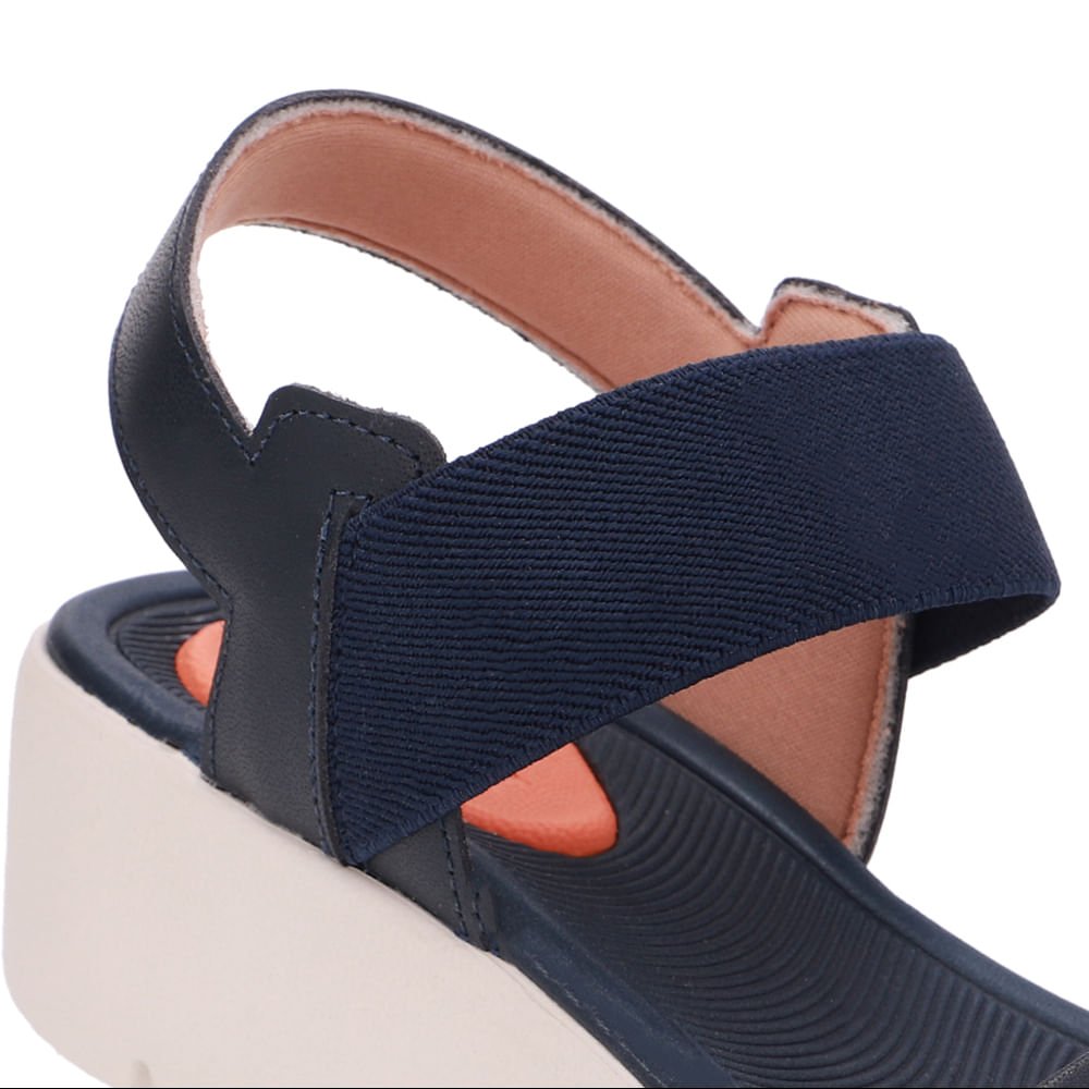 Sandália Plataforma Couro Azul Laser Azul Marinho 4