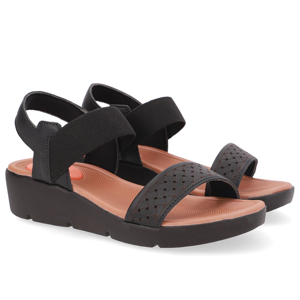 Sandália Plataforma Couro Preta Laser Preto 2