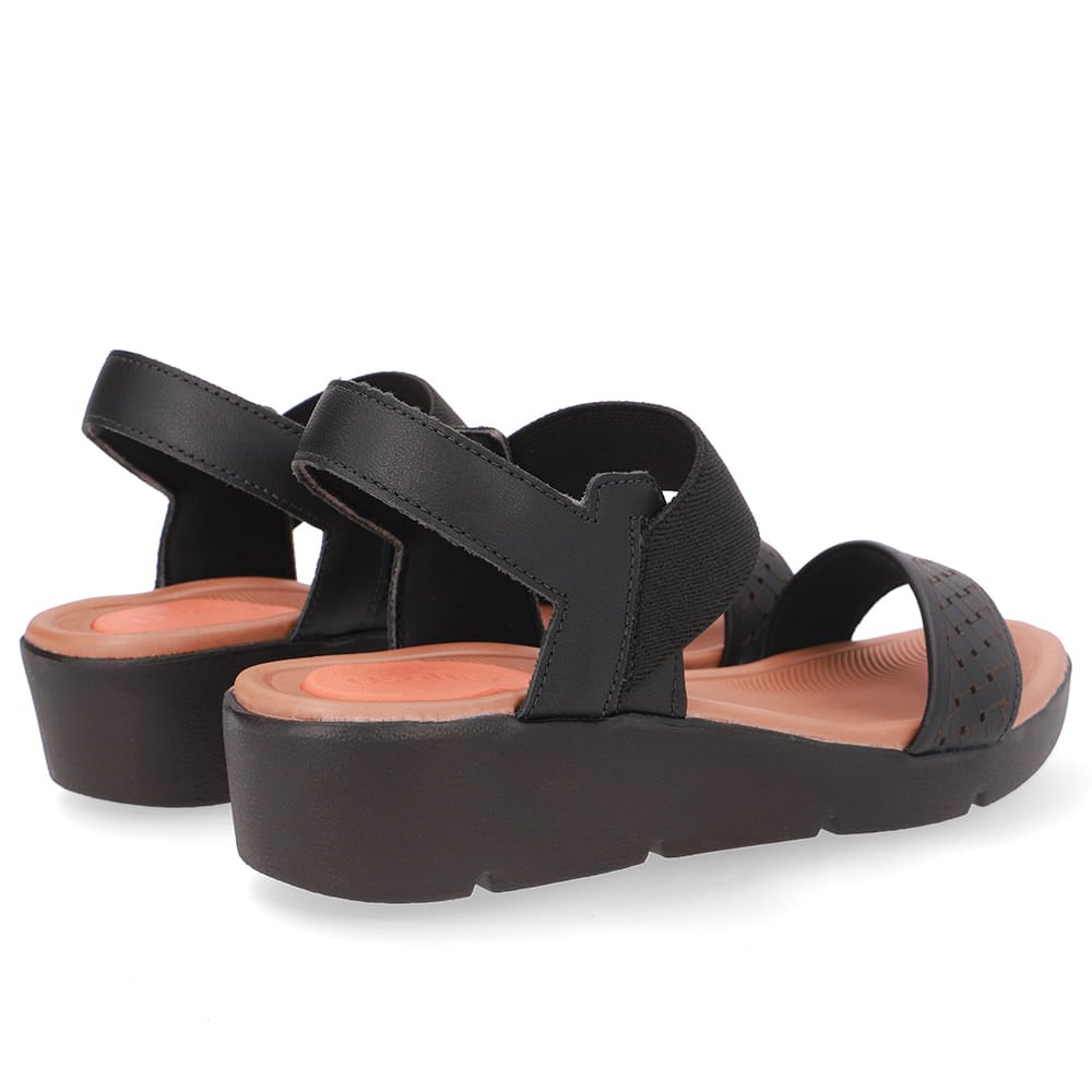Sandália Plataforma Couro Preta Laser Preto 3