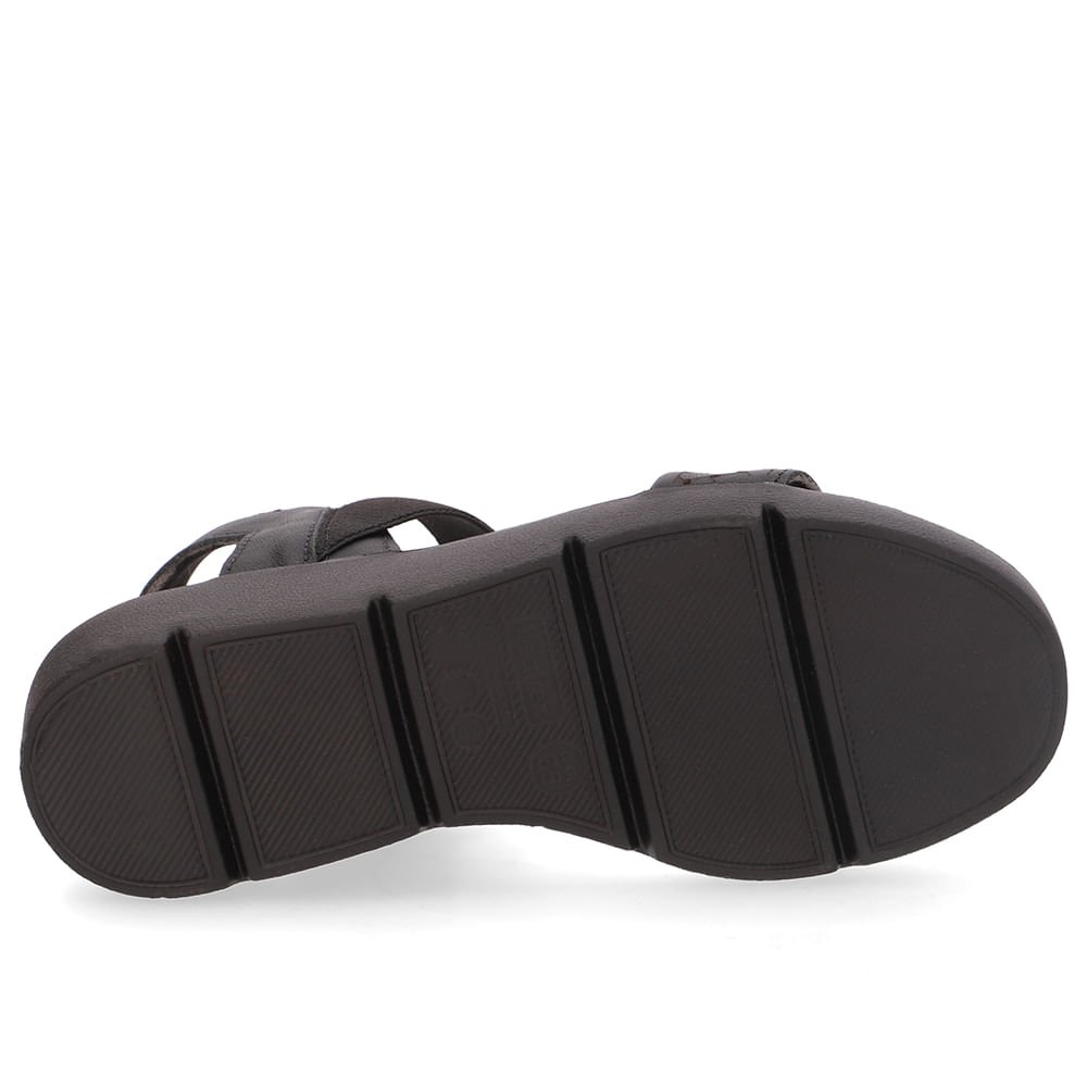 Sandália Plataforma Couro Preta Laser Preto 5