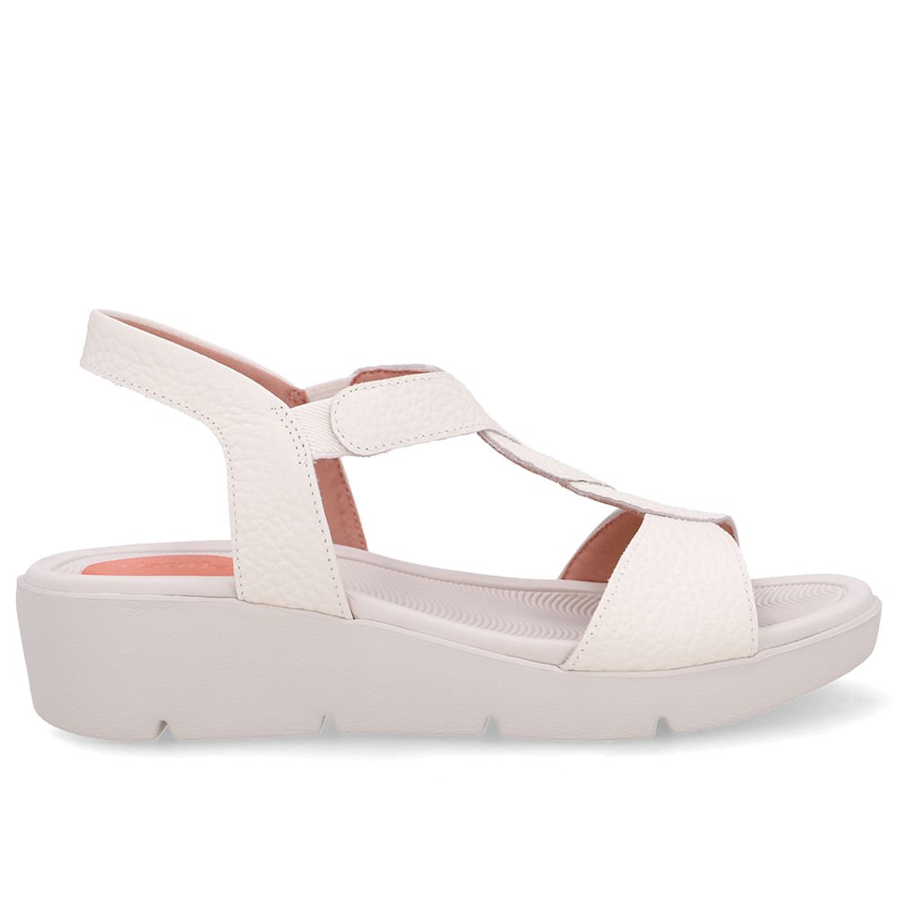 Sandália Plataforma Couro Branca Marfim Detalhe Trançado