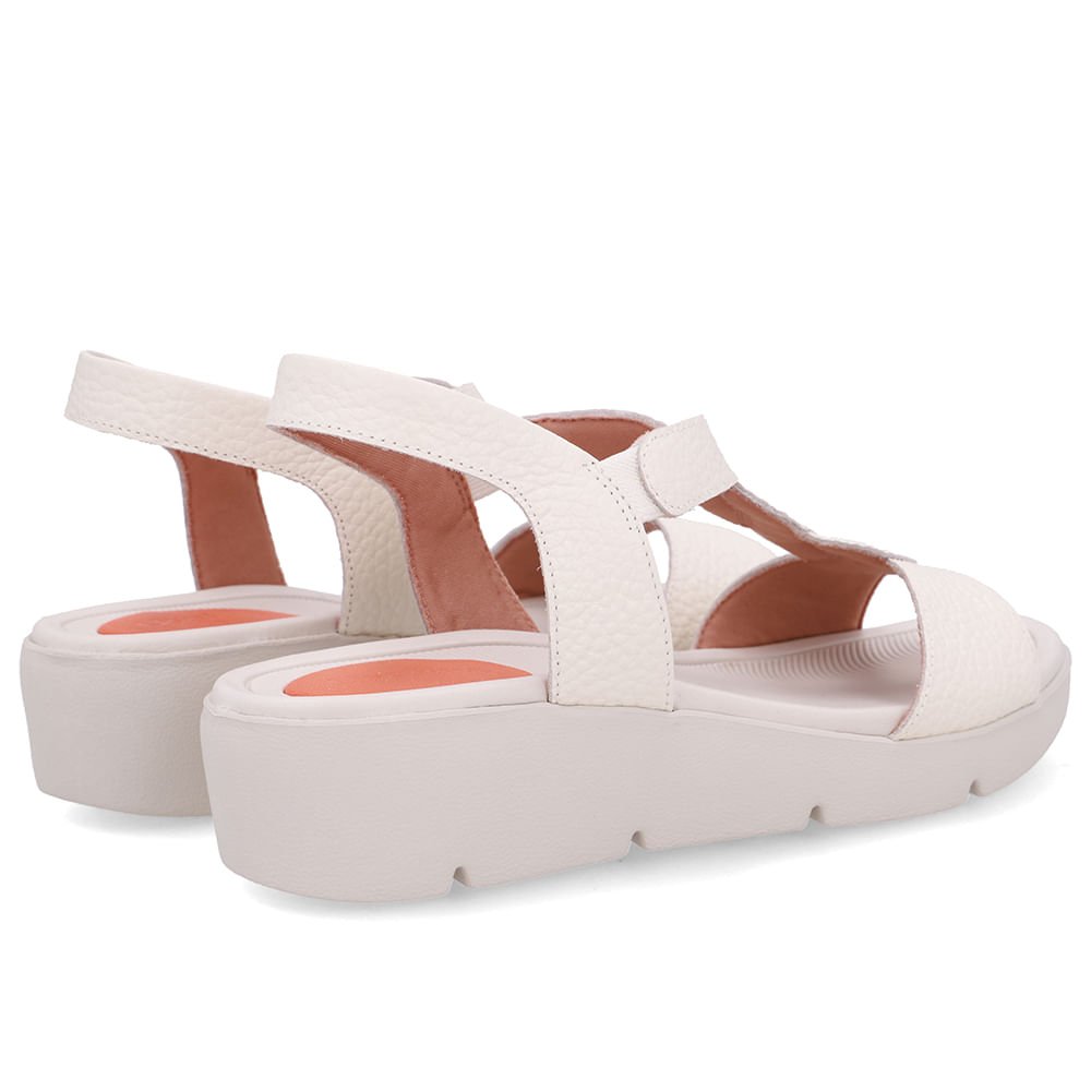 Sandália Plataforma Couro Branca Marfim Detalhe Trançado Branco 3