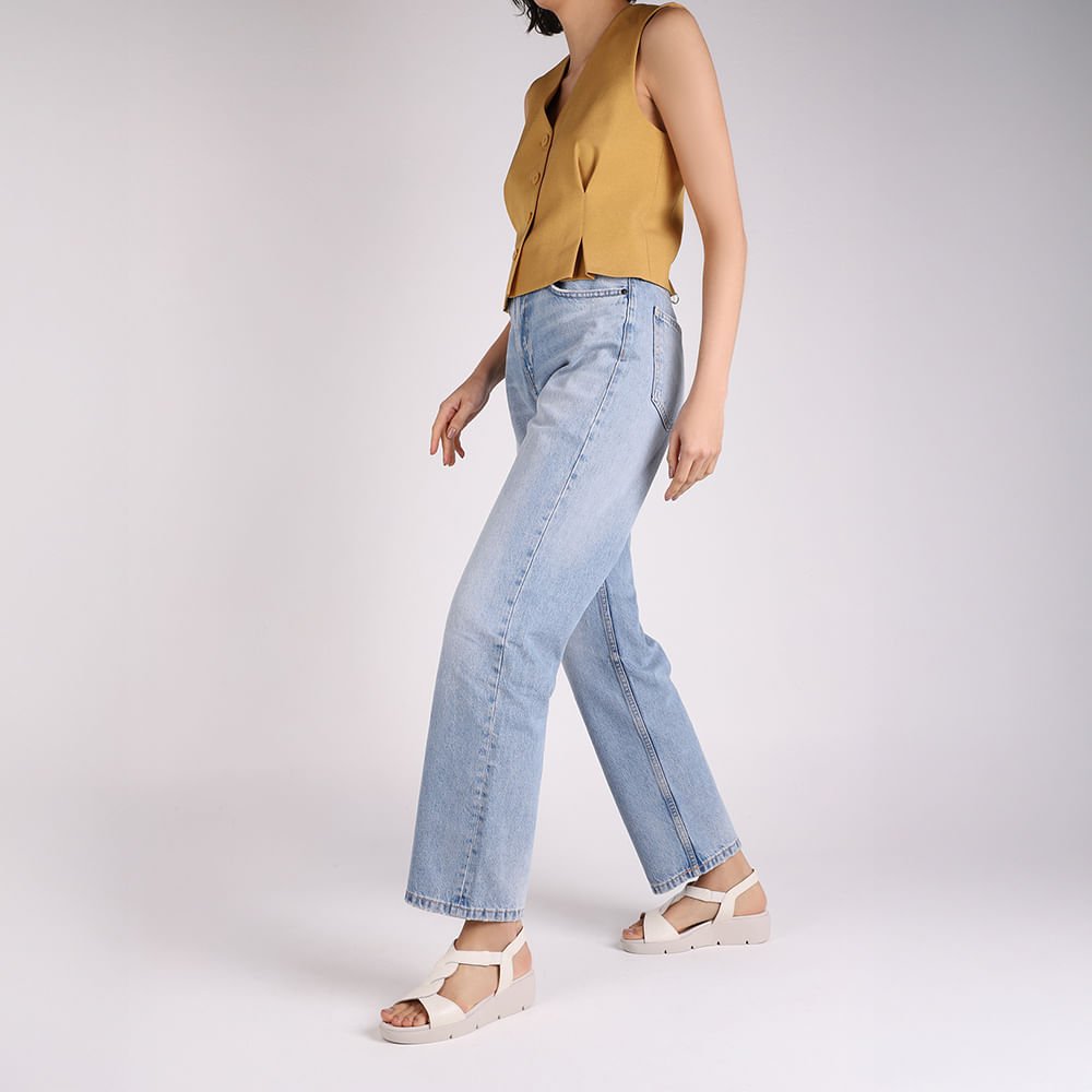 Sandália Plataforma Couro Branca Marfim Detalhe Trançado Branco 4