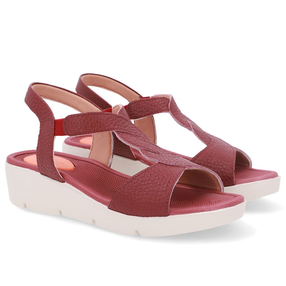 Sandália Plataforma Couro Vermelha Detalhe Trançado Vermelho 2