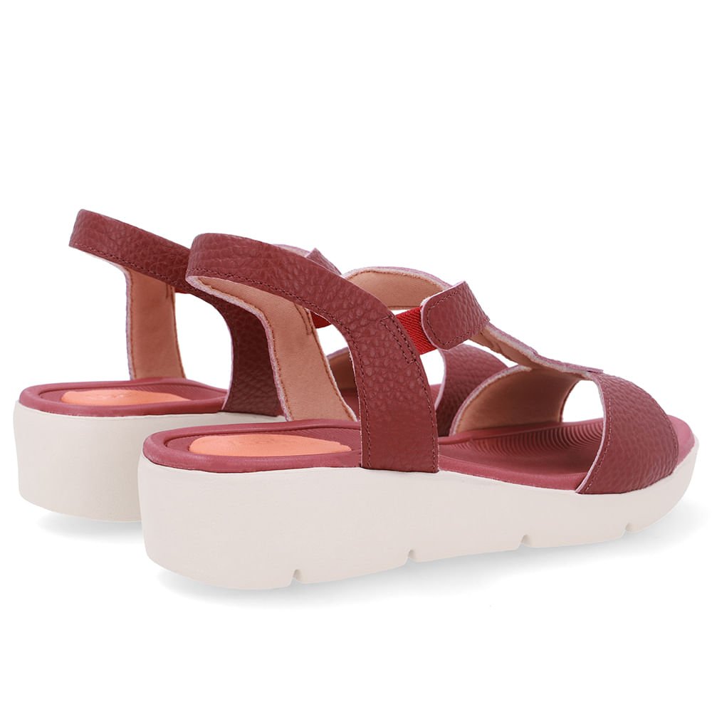 Sandália Plataforma Couro Vermelha Detalhe Trançado Vermelho 3