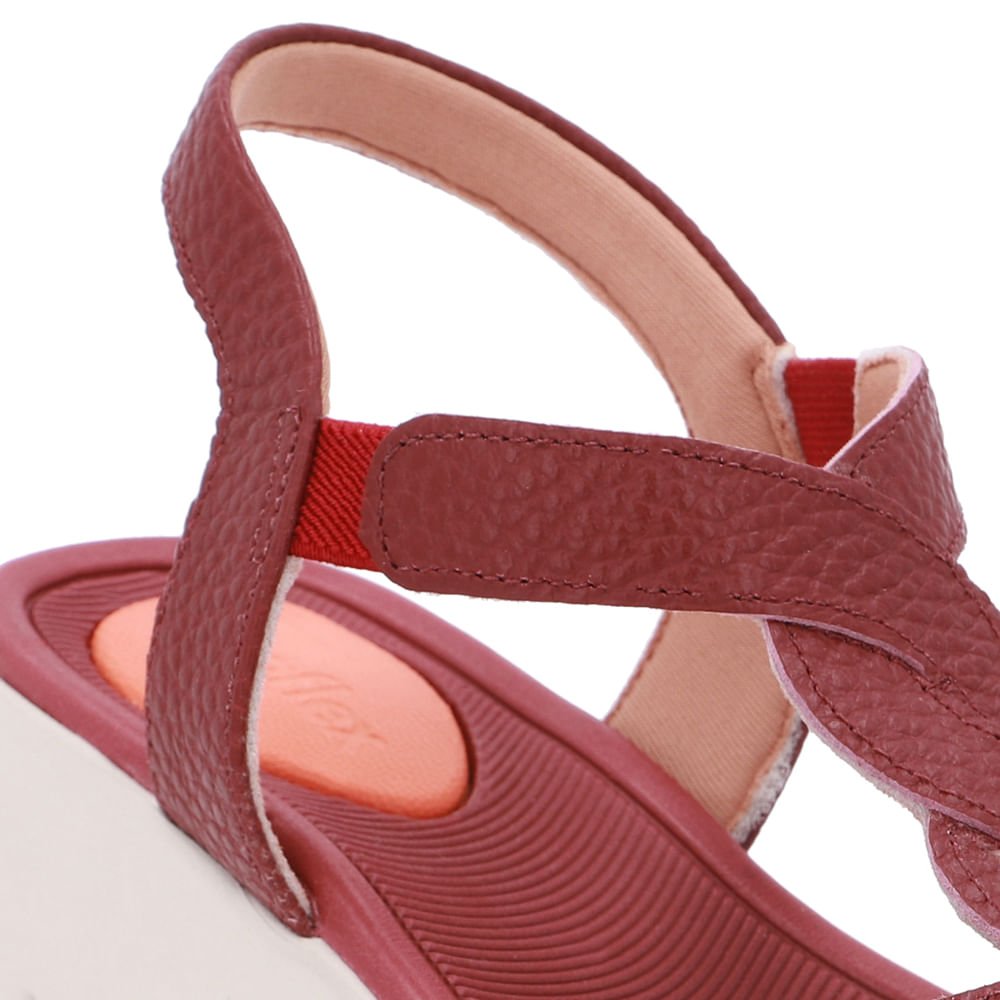 Sandália Plataforma Couro Vermelha Detalhe Trançado Vermelho 4