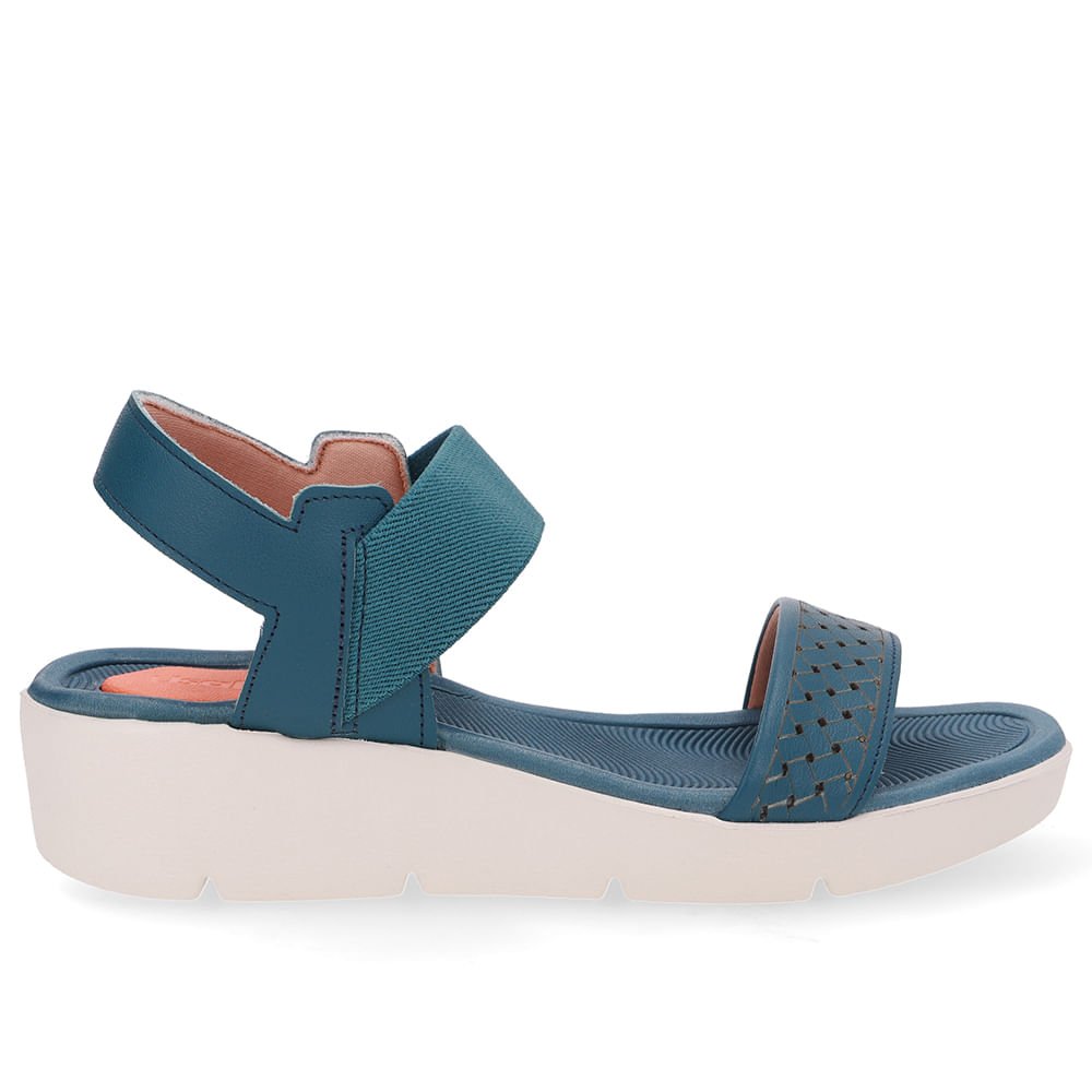 Sandália Plataforma Couro Azul Laser