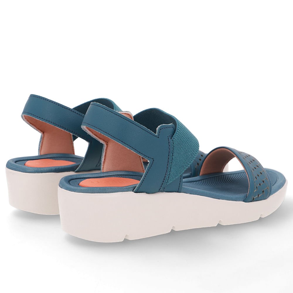 Sandália Plataforma Couro Azul Laser Azul 3