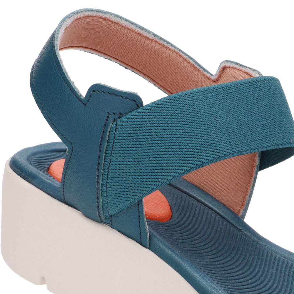 Sandália Plataforma Couro Azul Laser Azul 4