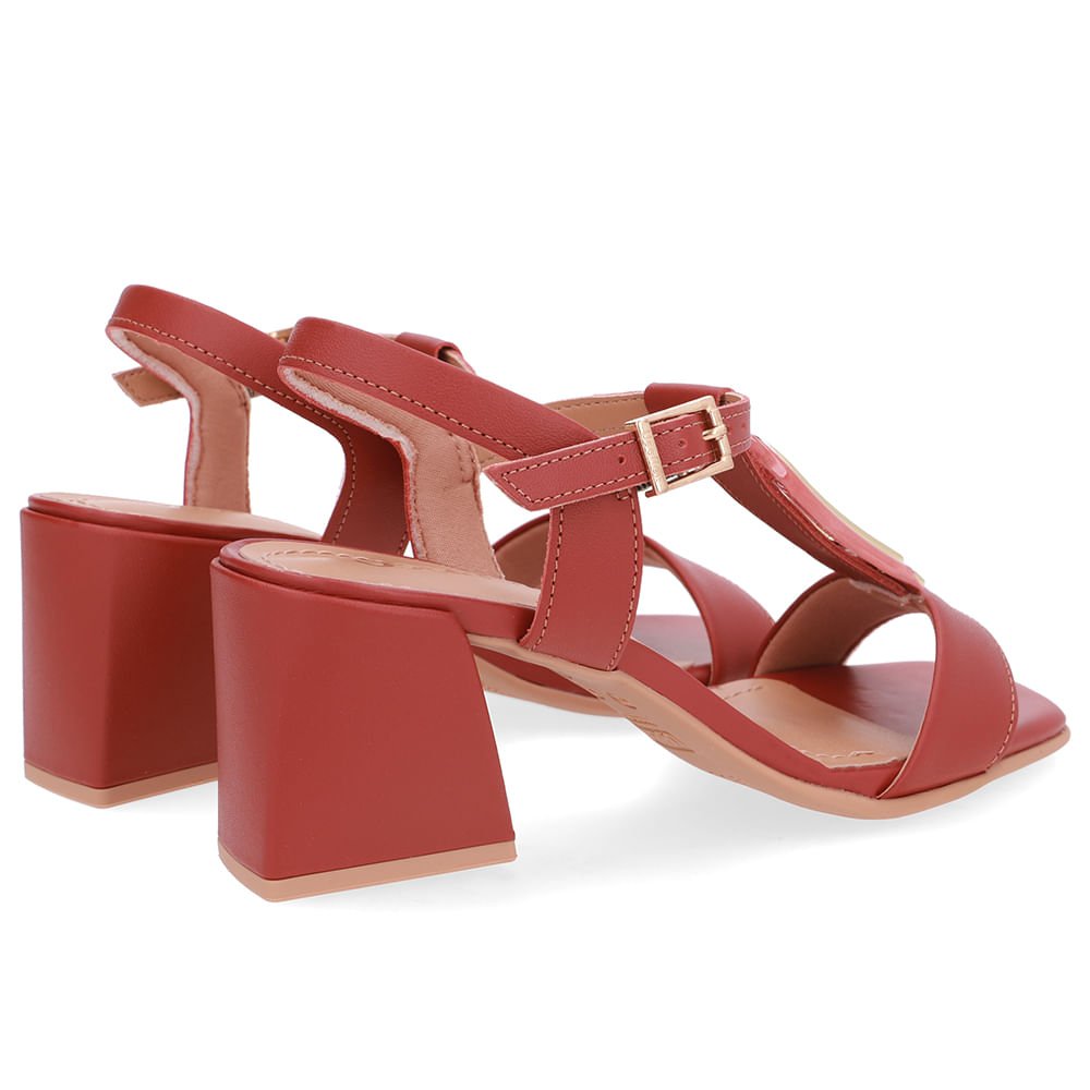 Sandália Bico Quadrado Couro Marrom Marrom 3