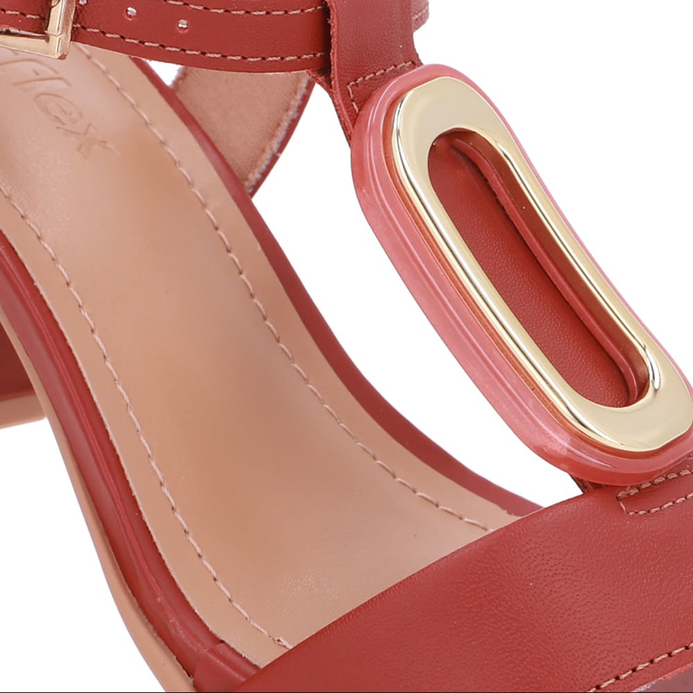 Sandália Bico Quadrado Couro Marrom Marrom 4