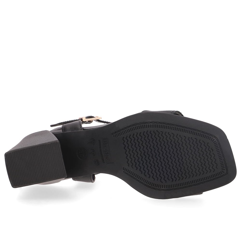 Sandália Bico Quadrado Couro Preta Preto 5