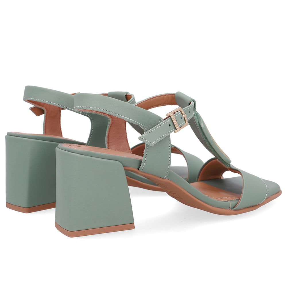 Sandália Bico Quadrado Couro Verde Verde 3